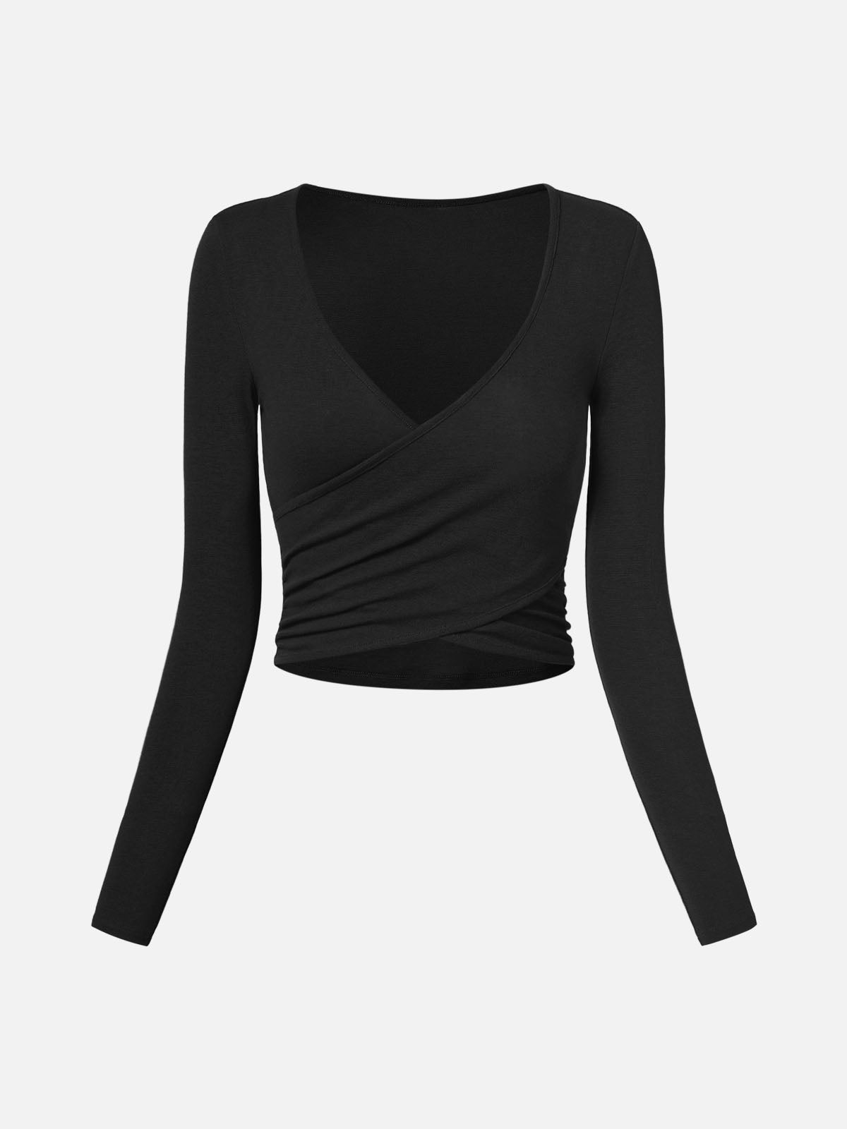 Tencel Wool Surplice Long Sleeve Top