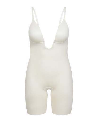 Suit Your Fancy Plunge Low-Back Mid-Thigh Bodysuit