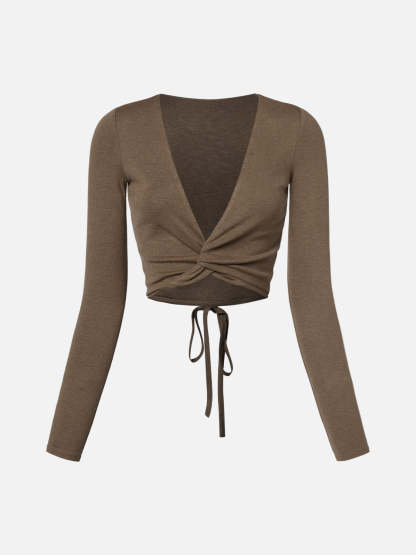 Wool Cropped Wrap Cardigan