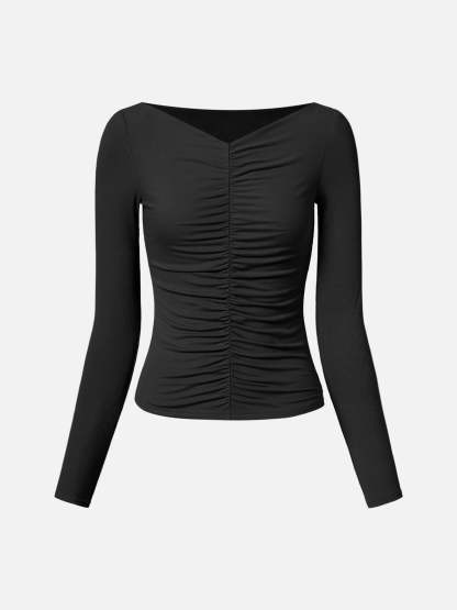 Eco-SkinKiss® Ruched Front Long Sleeve Top