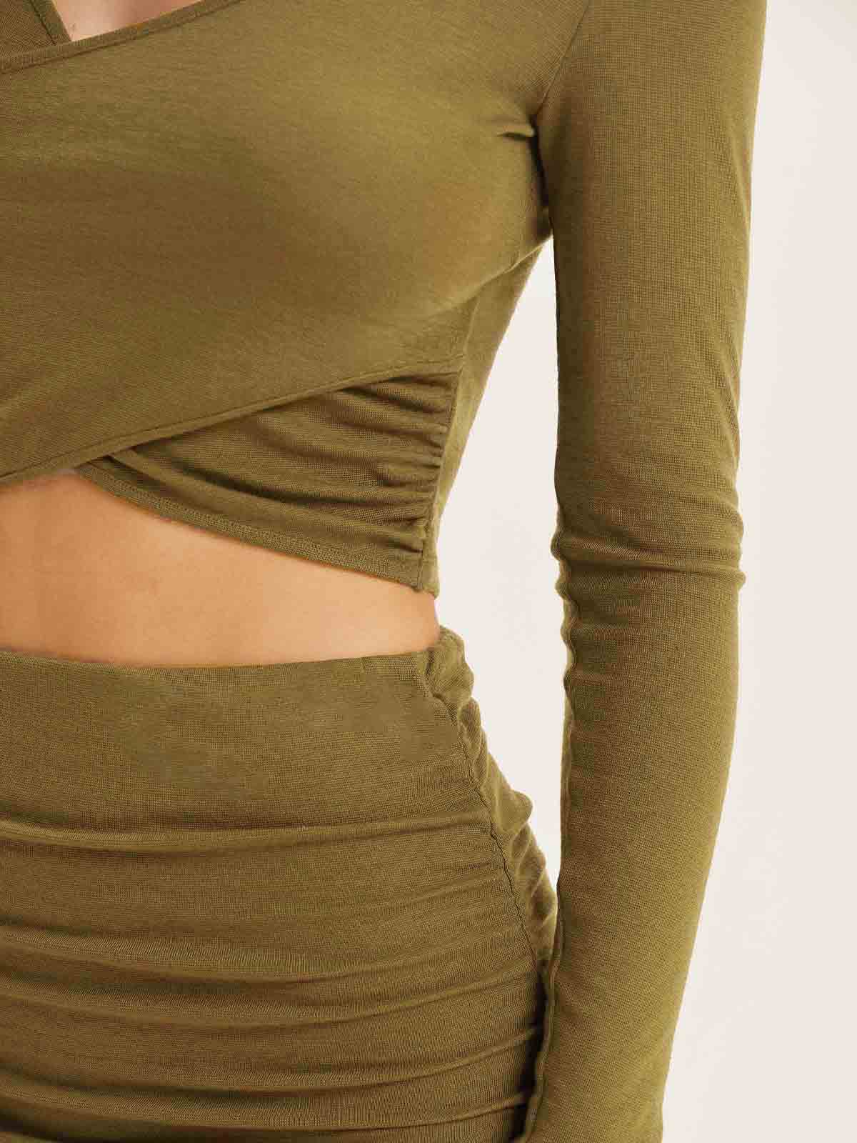 Tencel Wool Surplice Long Sleeve Top