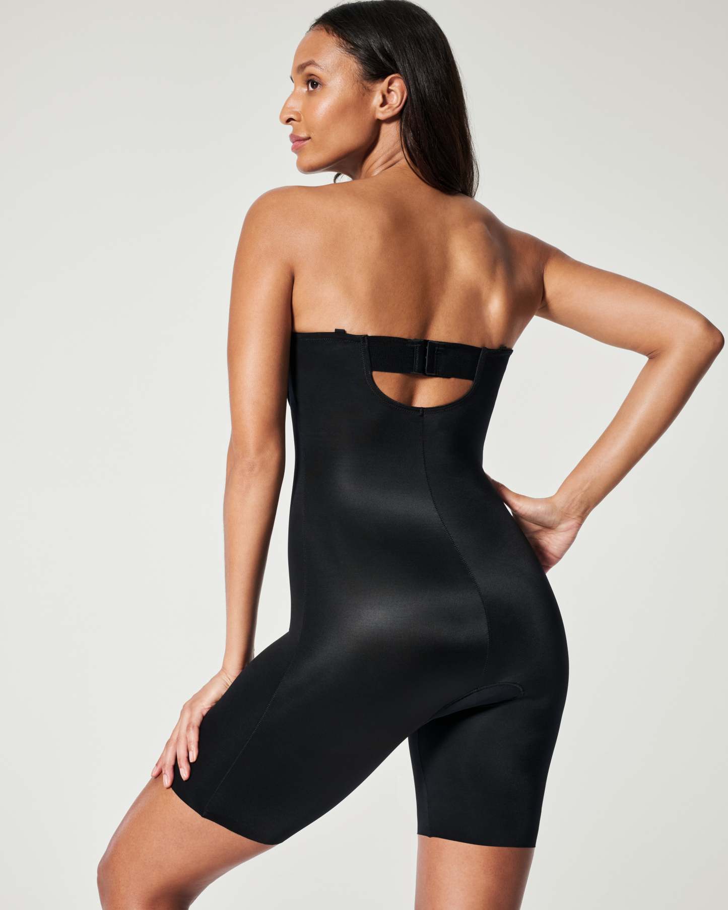 Suit Your Fancy Strapless Cupped Mid-Thigh Bodysuit