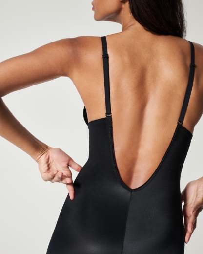Suit Your Fancy Plunge Low-Back Mid-Thigh Bodysuit