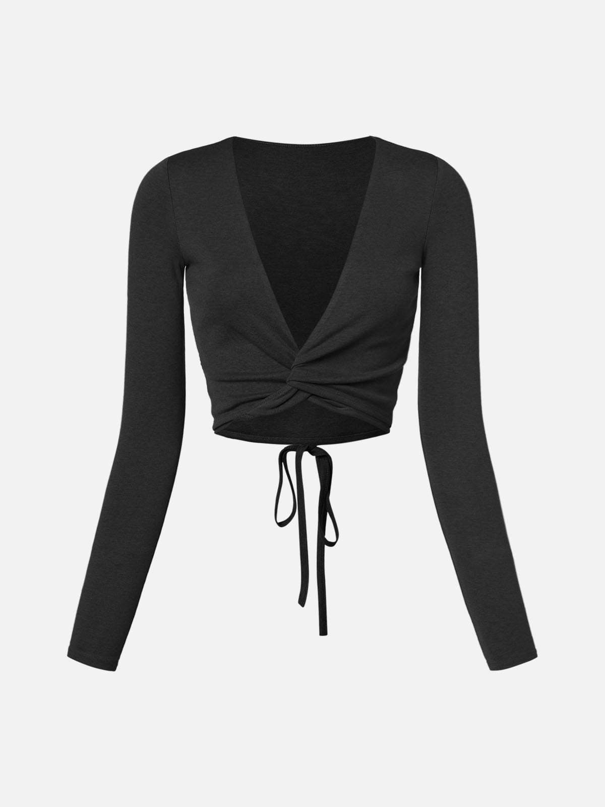 Wool Cropped Wrap Cardigan