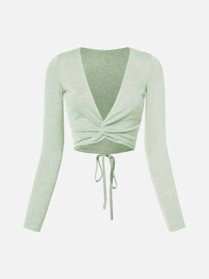 Wool Cropped Wrap Cardigan