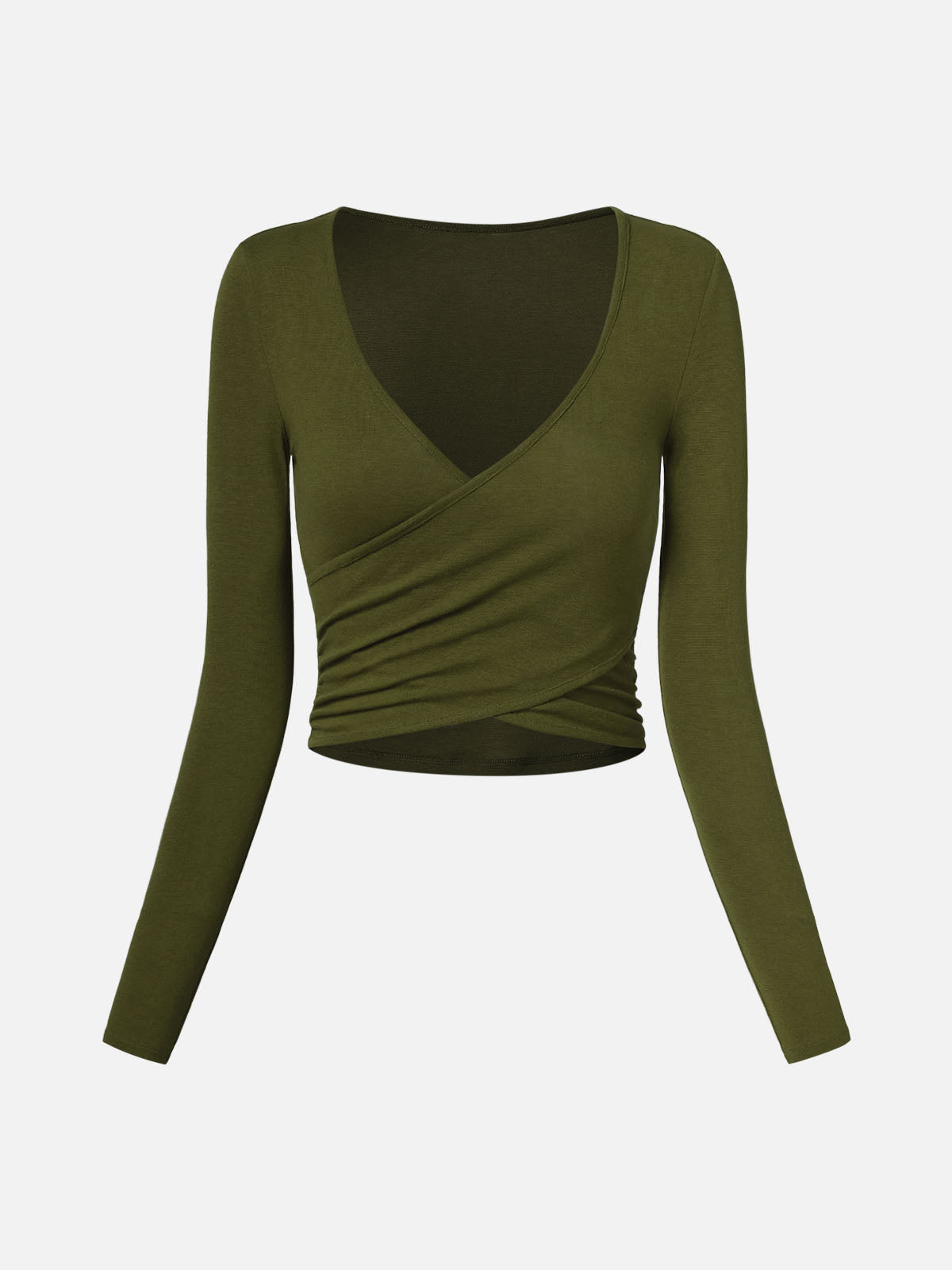 Tencel Wool Surplice Long Sleeve Top