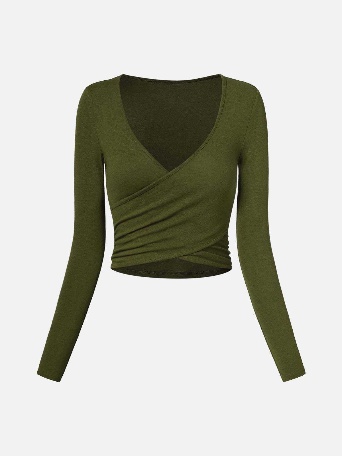 Tencel Wool Surplice Long Sleeve Top