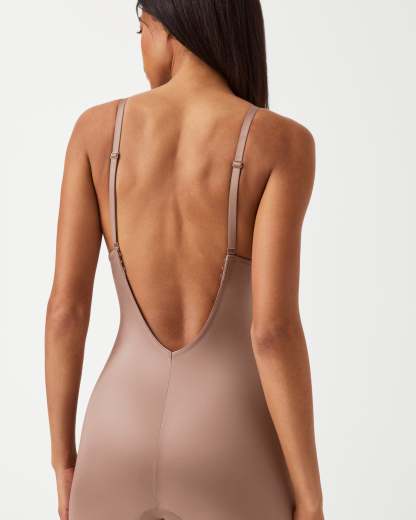 Suit Your Fancy Plunge Low-Back Mid-Thigh Bodysuit