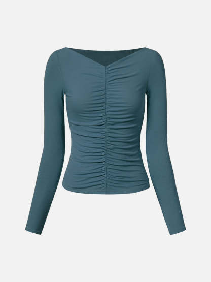Eco-SkinKiss® Ruched Front Long Sleeve Top