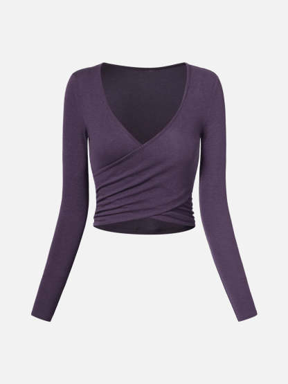 Tencel Wool Surplice Long Sleeve Top