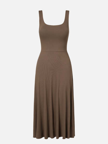 Square Neck Tie Back Brami Midi Dress