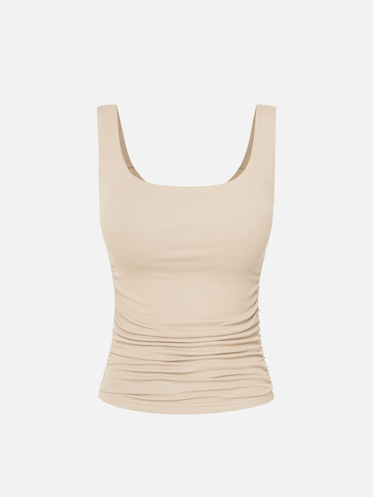 Ruched Sides Square Brami Tank Top-Hip Length