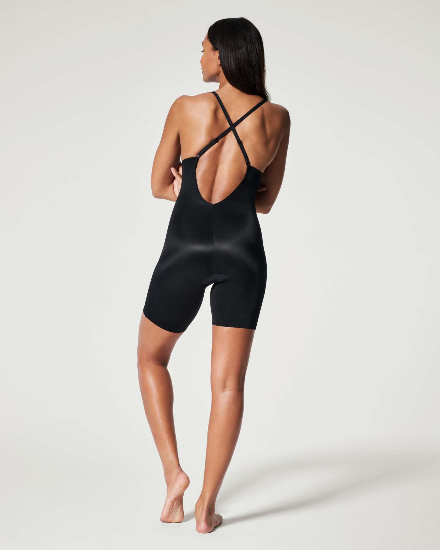 Suit Your Fancy Plunge Low-Back Mid-Thigh Bodysuit