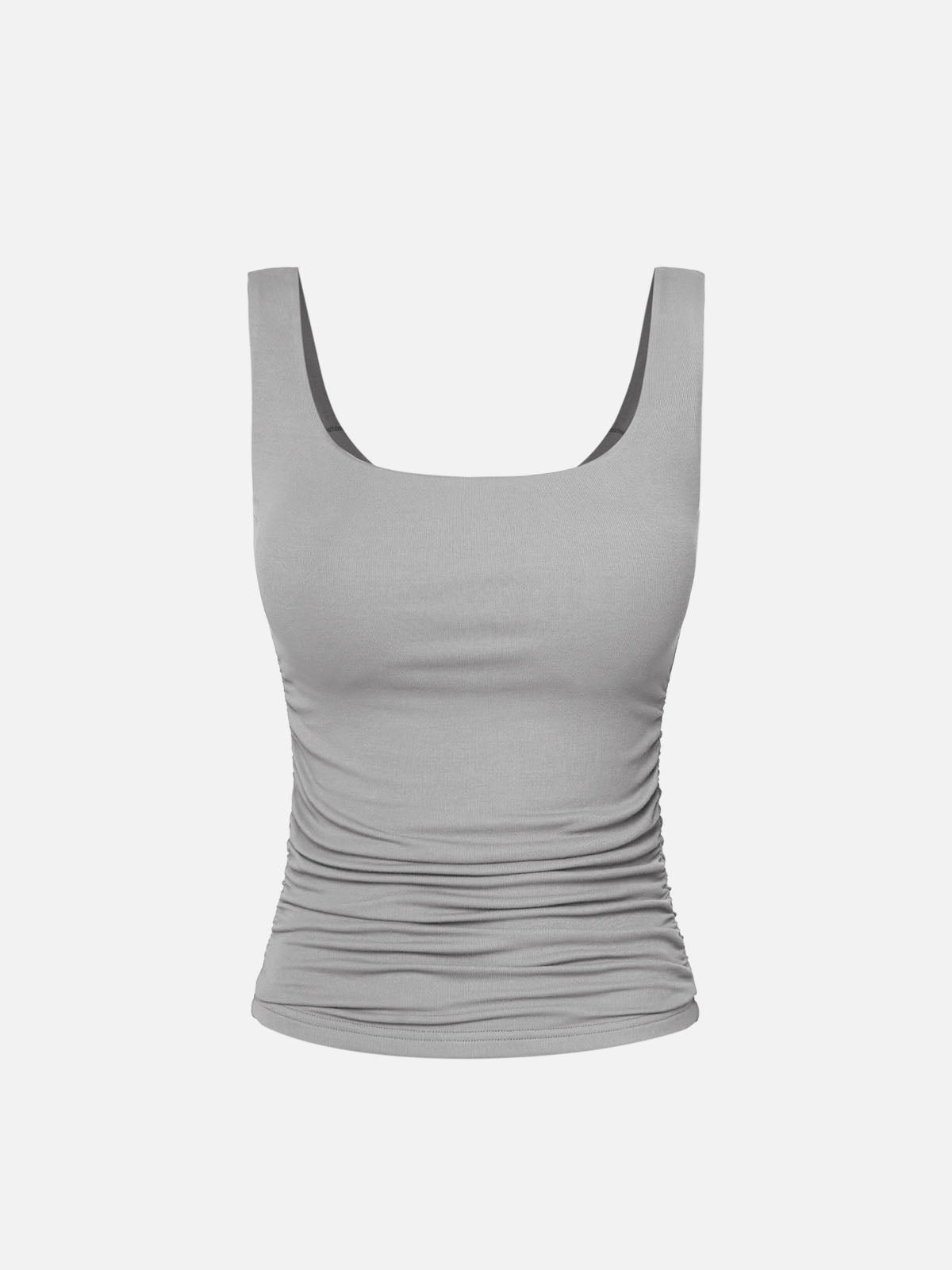 Ruched Sides Square Brami Tank Top-Hip Length