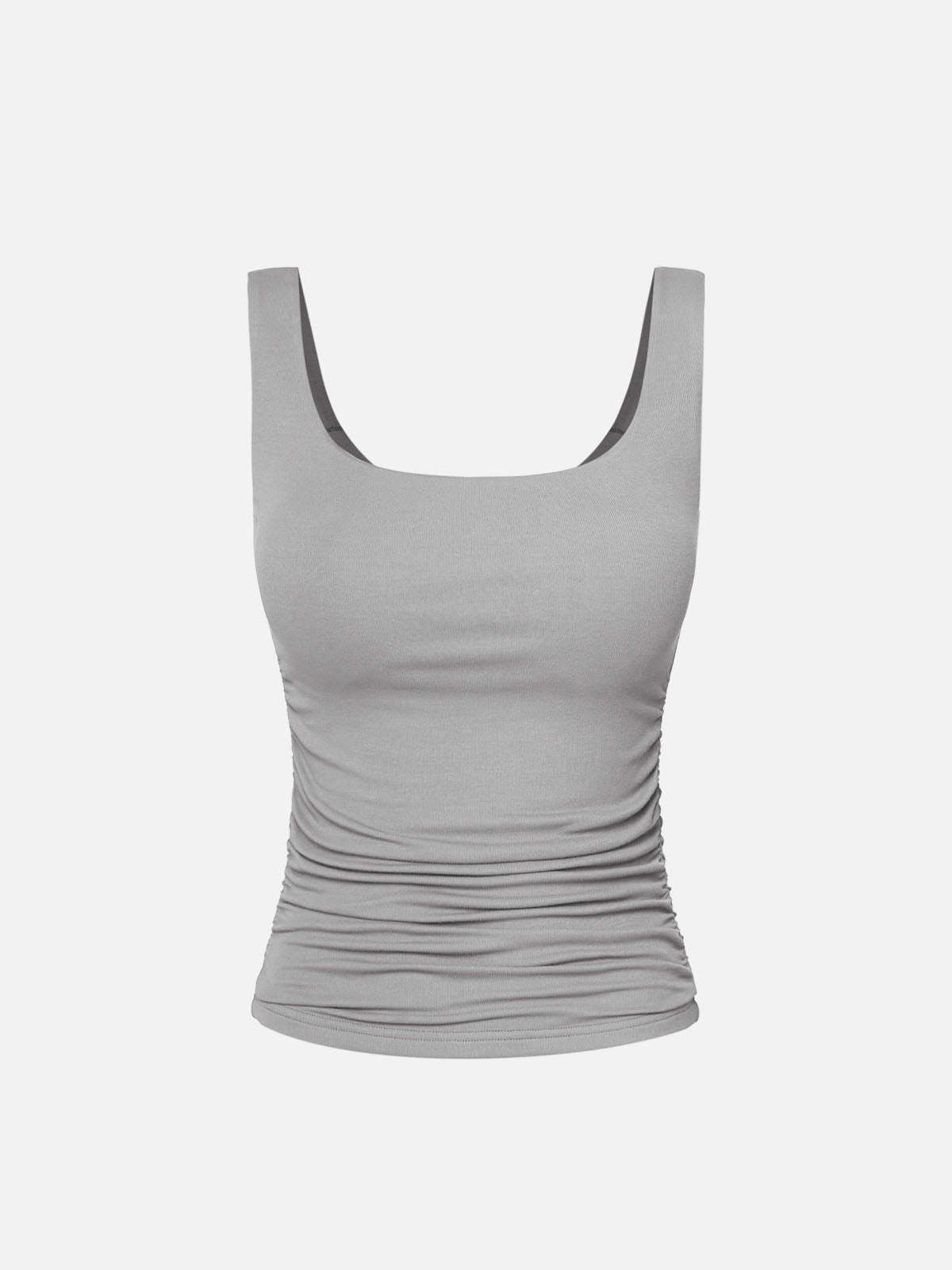 Ruched Sides Square Brami Tank Top-Hip Length