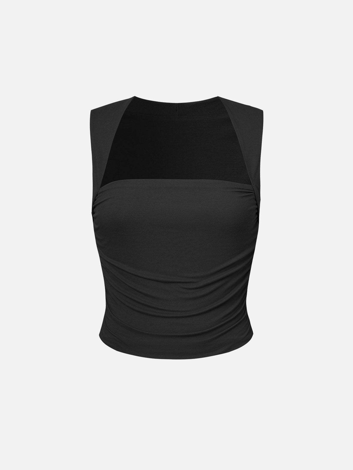 Ruched Tapered Square Neck Tank