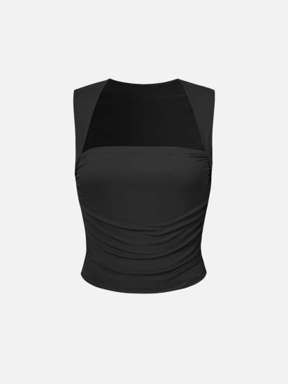 Ruched Tapered Square Neck Tank