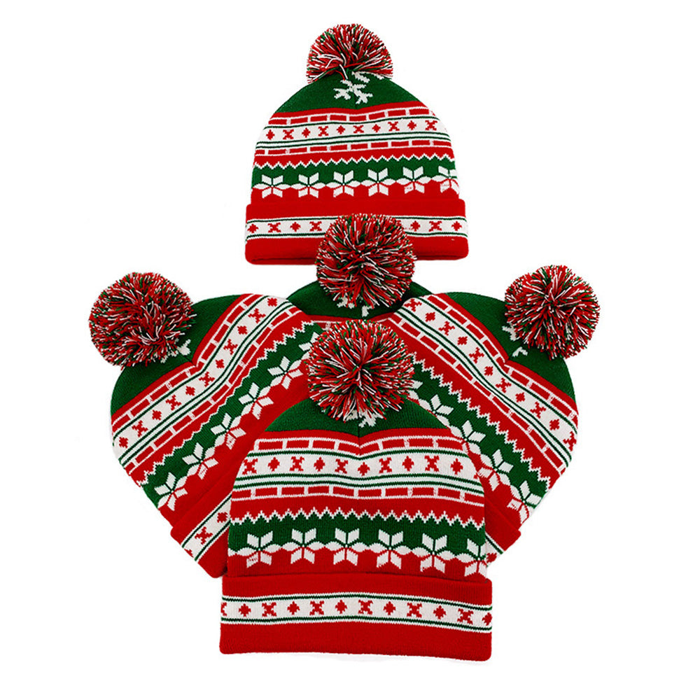 Knitted Christmas Hat Christmas Scarf Set-First Love Doll