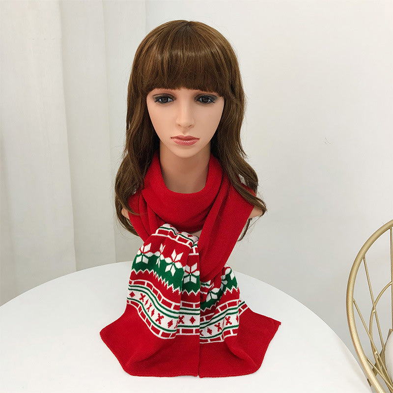 Knitted Christmas Hat Christmas Scarf Set-First Love Doll