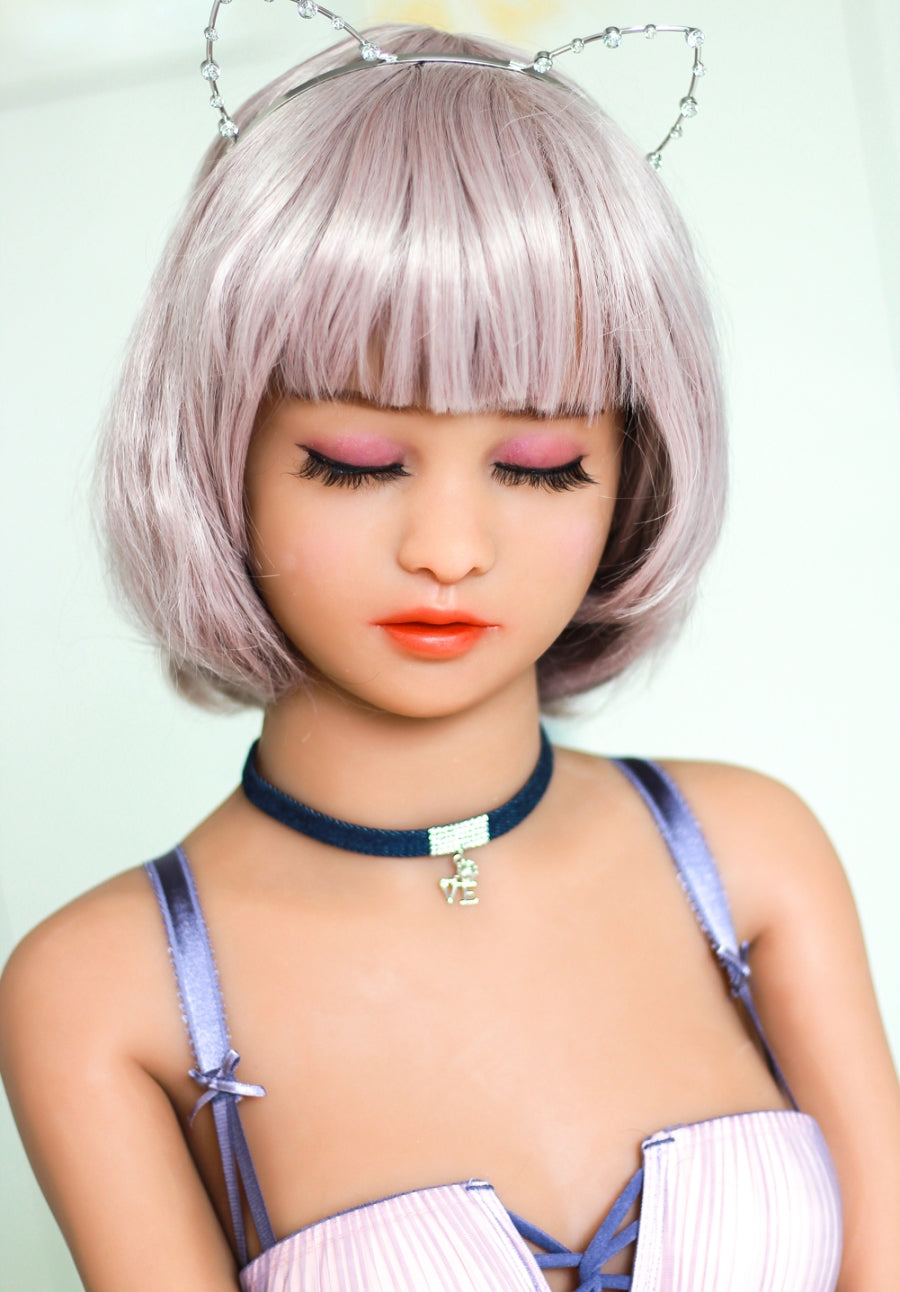 Odina - 4ft7(140cm)  Realistic TPE Mini Sex Doll With White Hair-First Love Doll