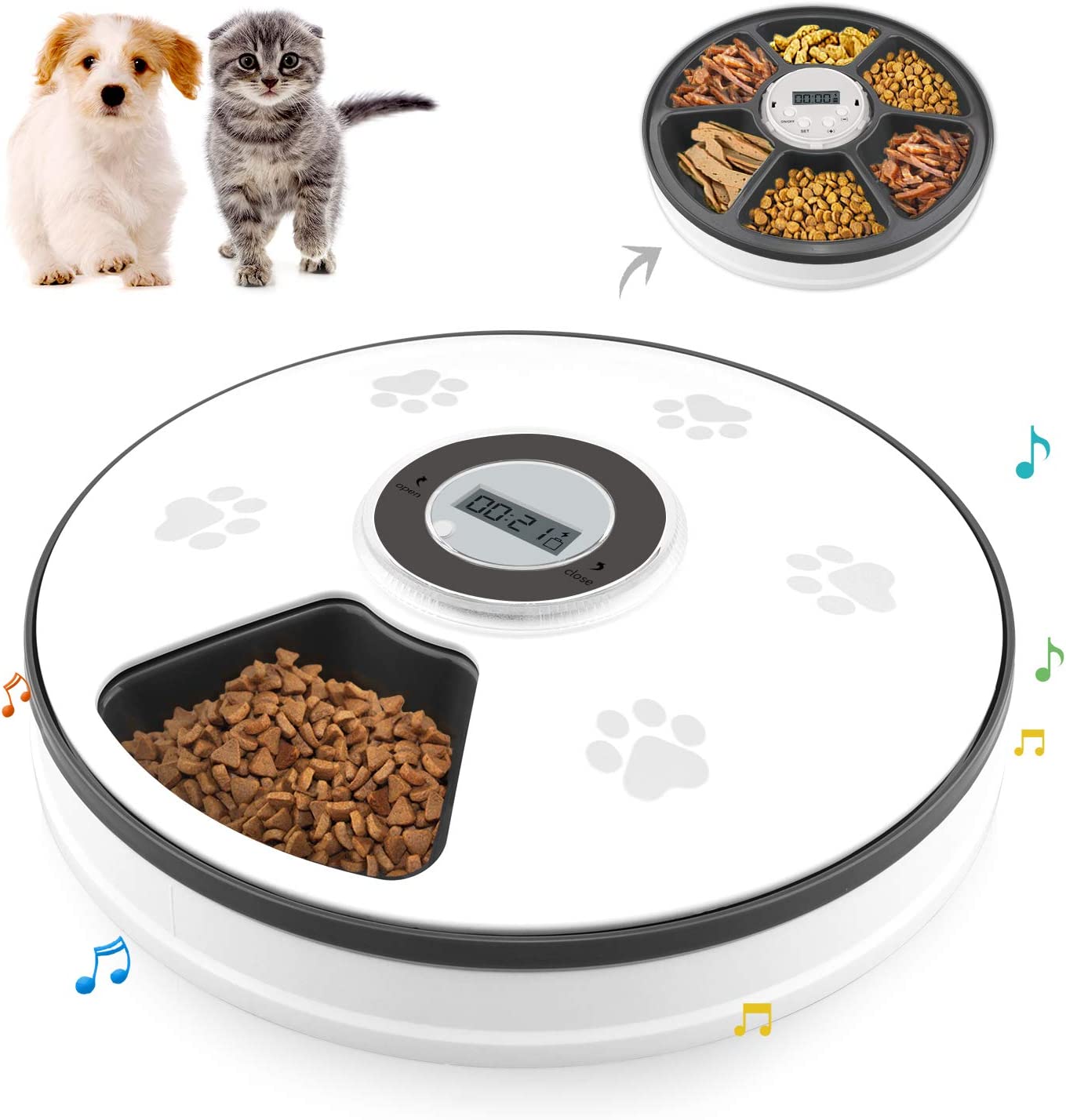 Chintu Automatic Cat Feeder Auto Cat Food Dispenser - Portion Control Pet Dry Food Dispenser for Small Dog, Programmable Timed Smart Cat Feeder with Voice Reminder