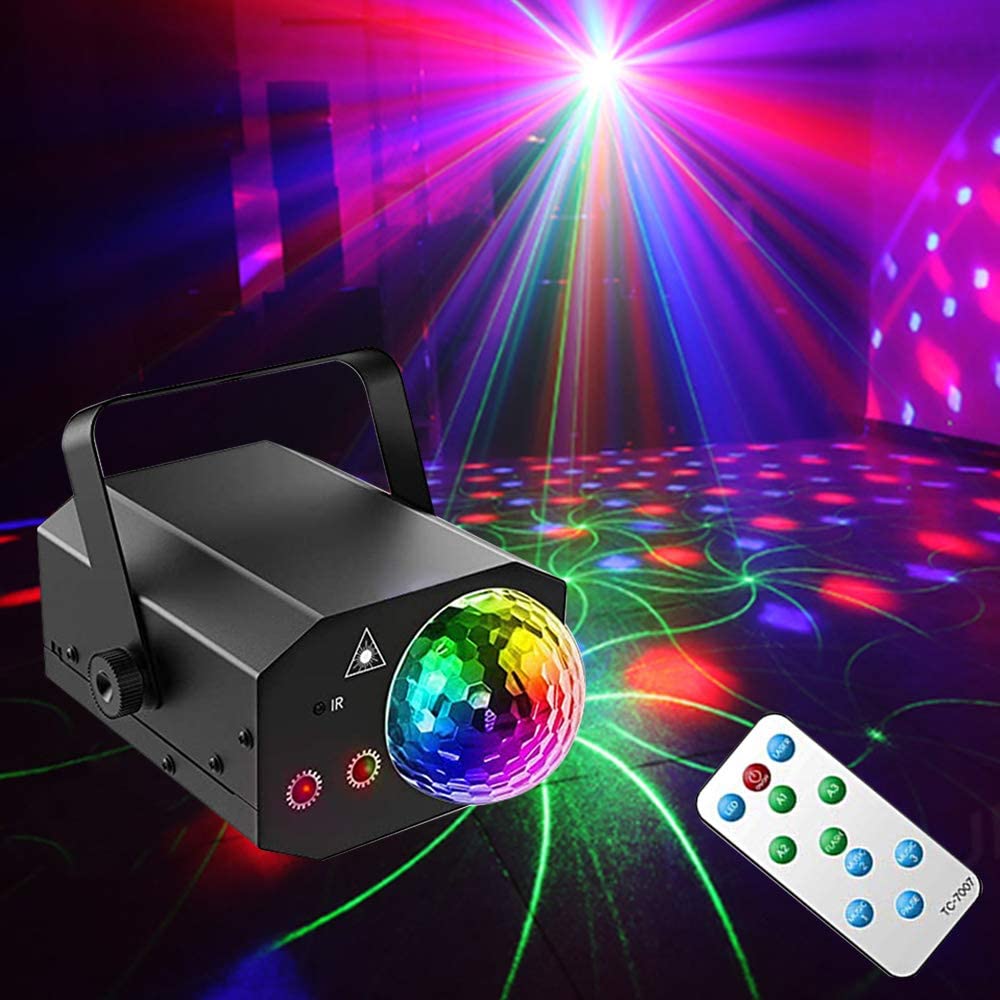 Party Dj Disco Lights and Dj Disco Ball,Two in One Stage Lights Effect Projector Karaoke Equipment with Remote Control Sound Activated for Dancing Christmas Gift KTV Birthday