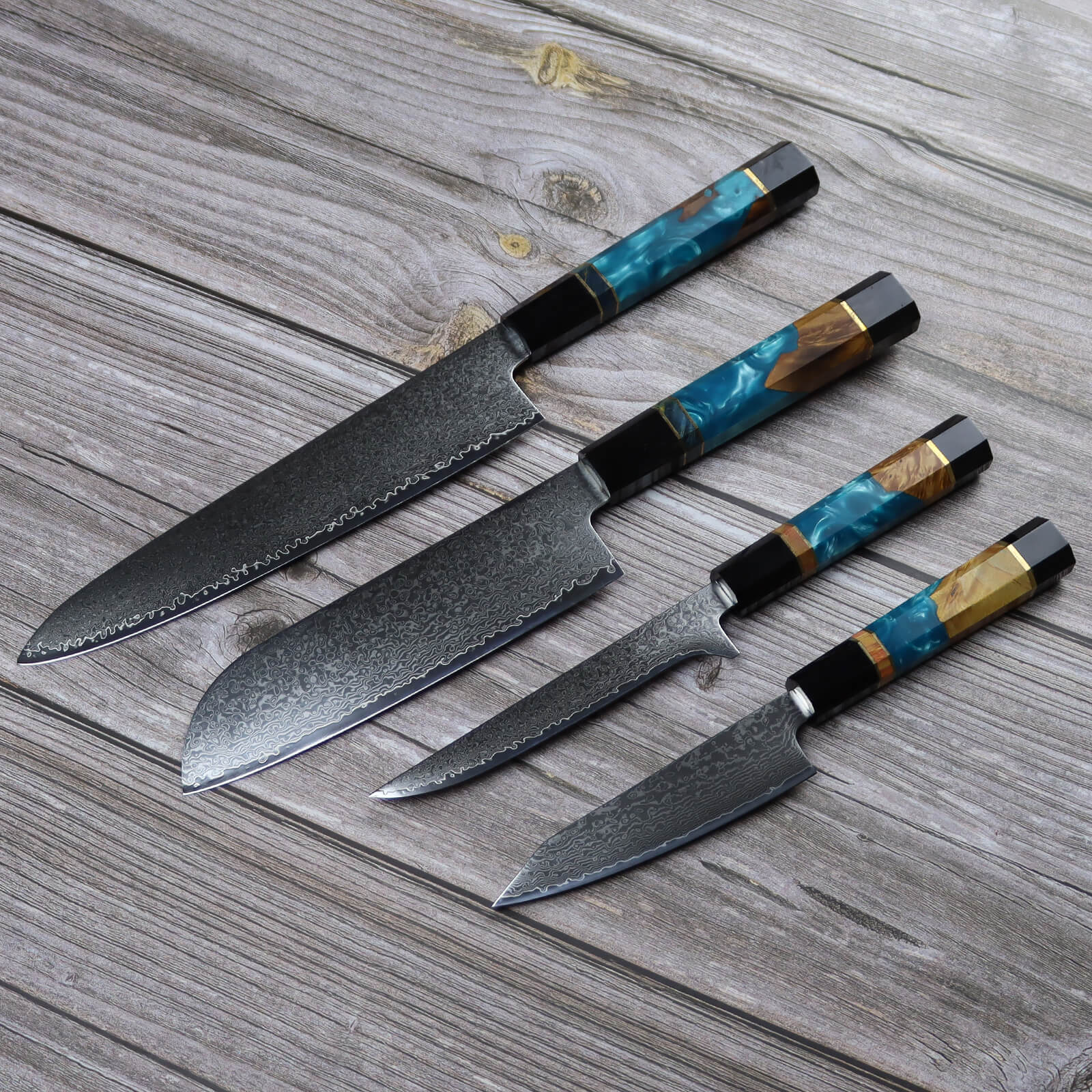 Feng Series Damascus Steel G10 Handle Japanese Knife Set 3Pcs – Kenshi Crew
