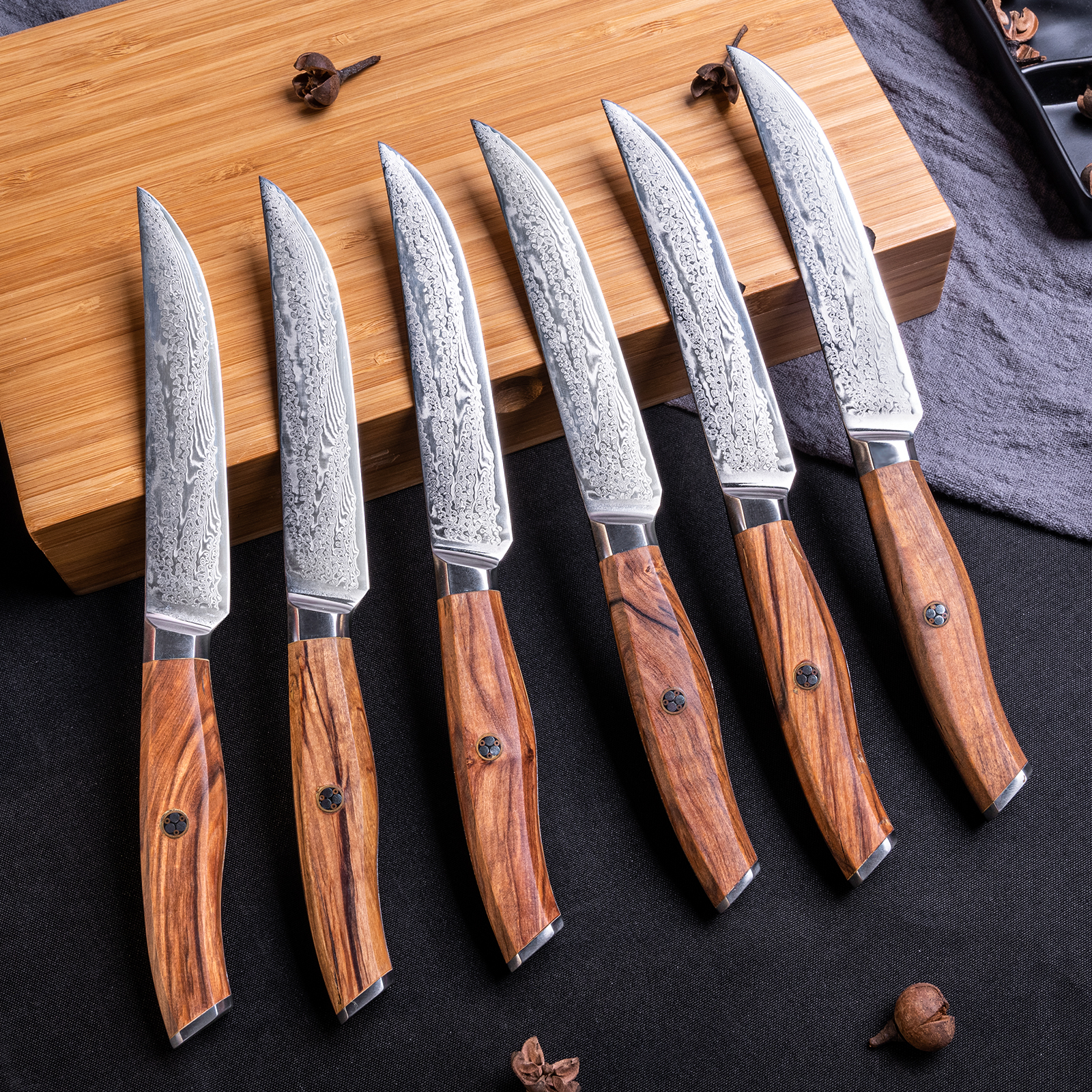 Fzkaly 6-Piece Straight-Edge Steak Knife Set