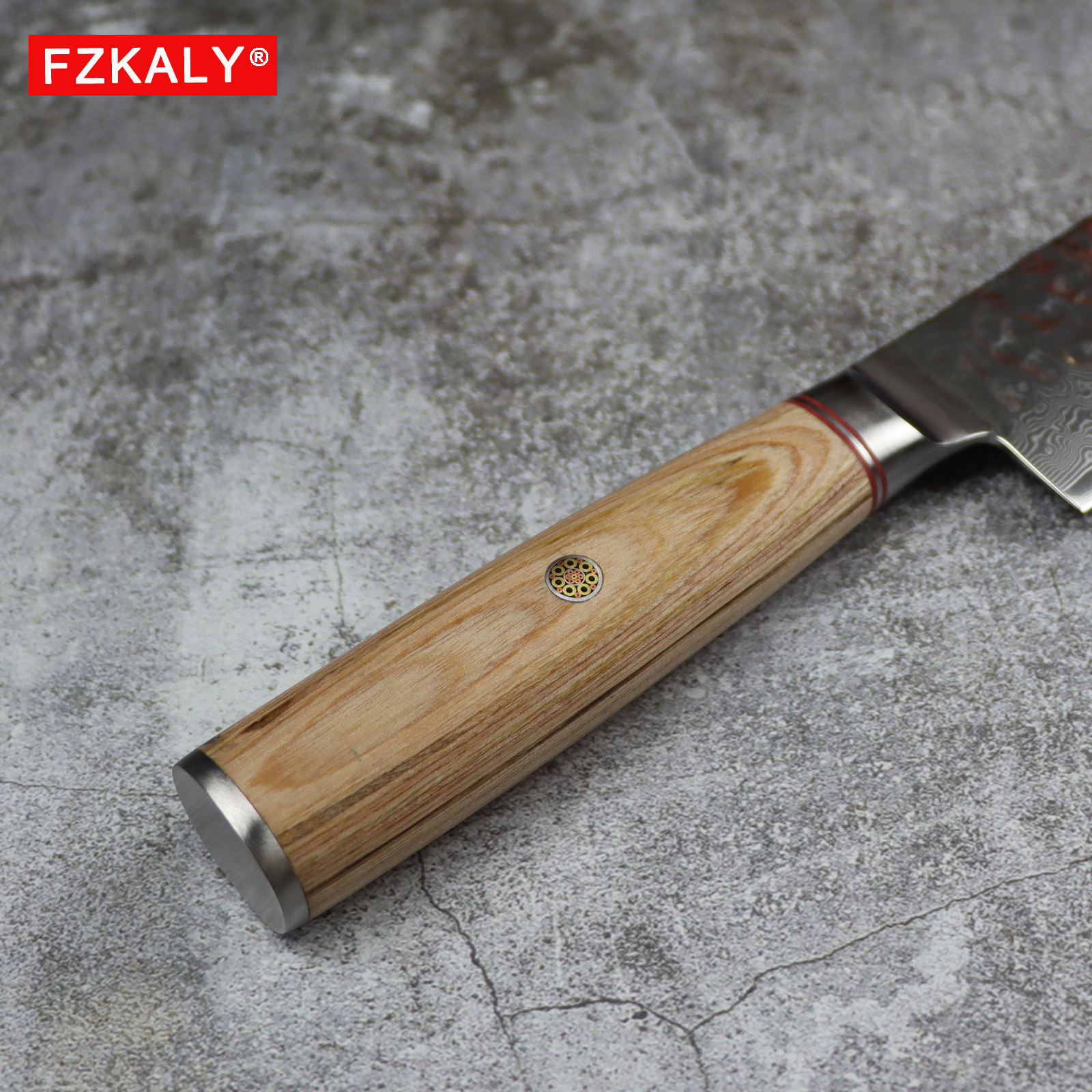 Fzkaly Damascus Kitchen Knives Set With Wood Handle