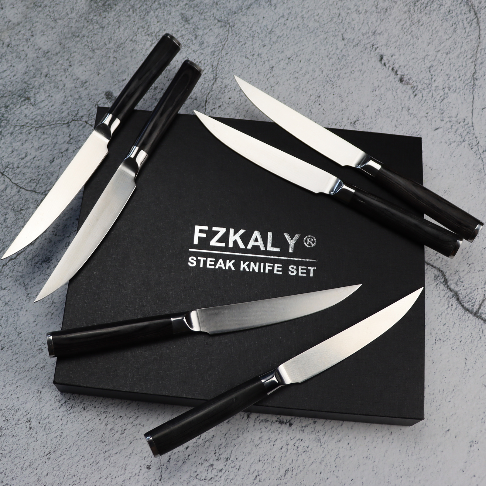 Fzkaly 6-Piece Stainless Steel Steak Knife Set