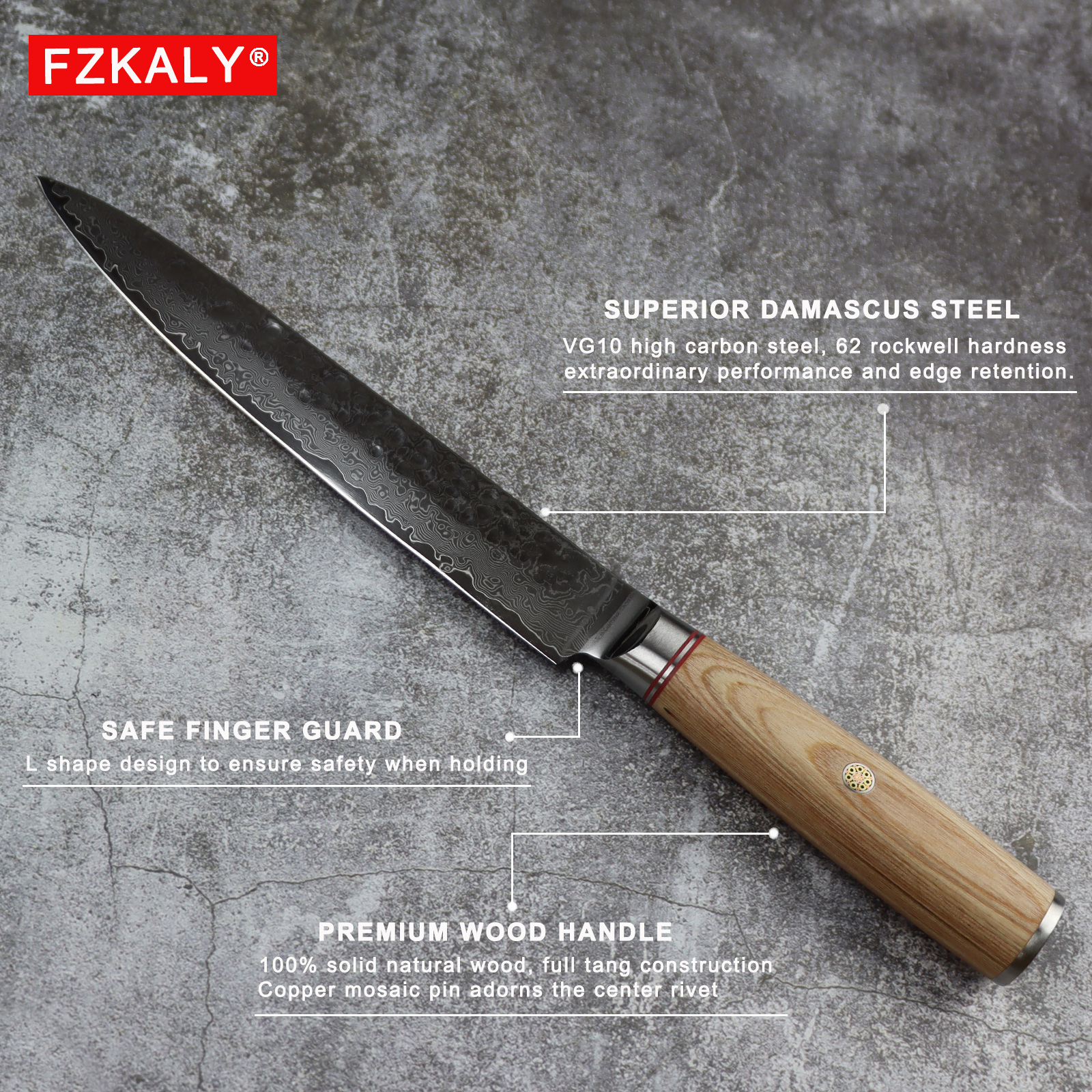 Damascus Slicing Knife 8"