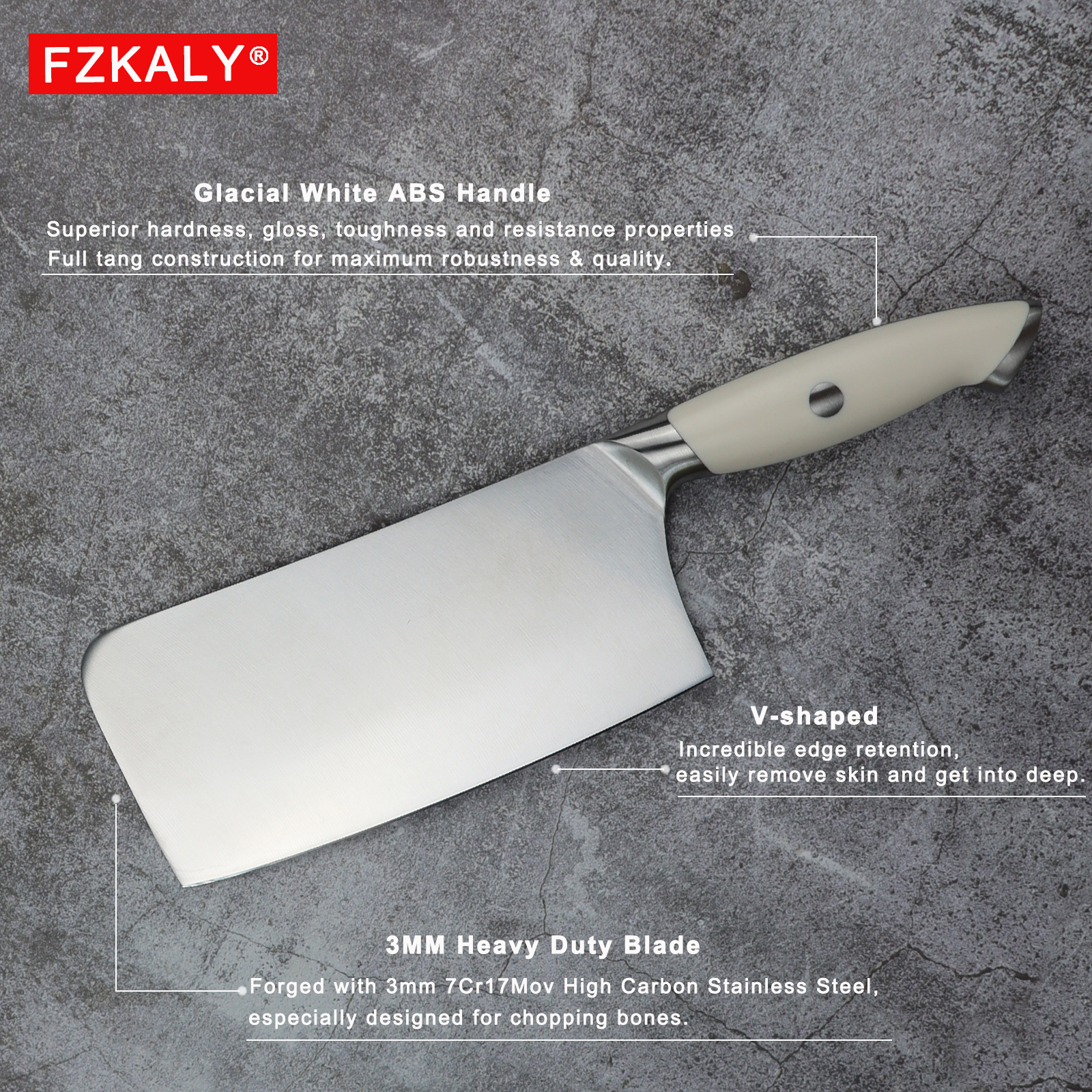 Fzkaly 7" Cleaver Butcher Knife