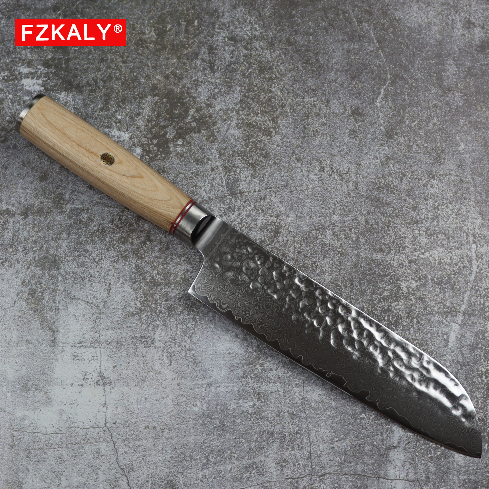 Fzkaly 7" Santoku Damascus Knife