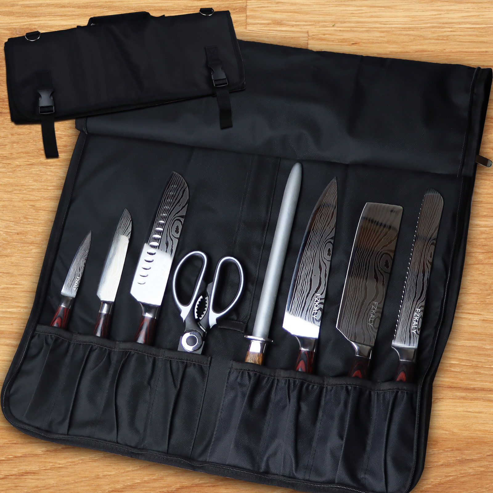 8-Piece Kitchen Knife Set with Knife Sharpener Rod Stainless Steel
