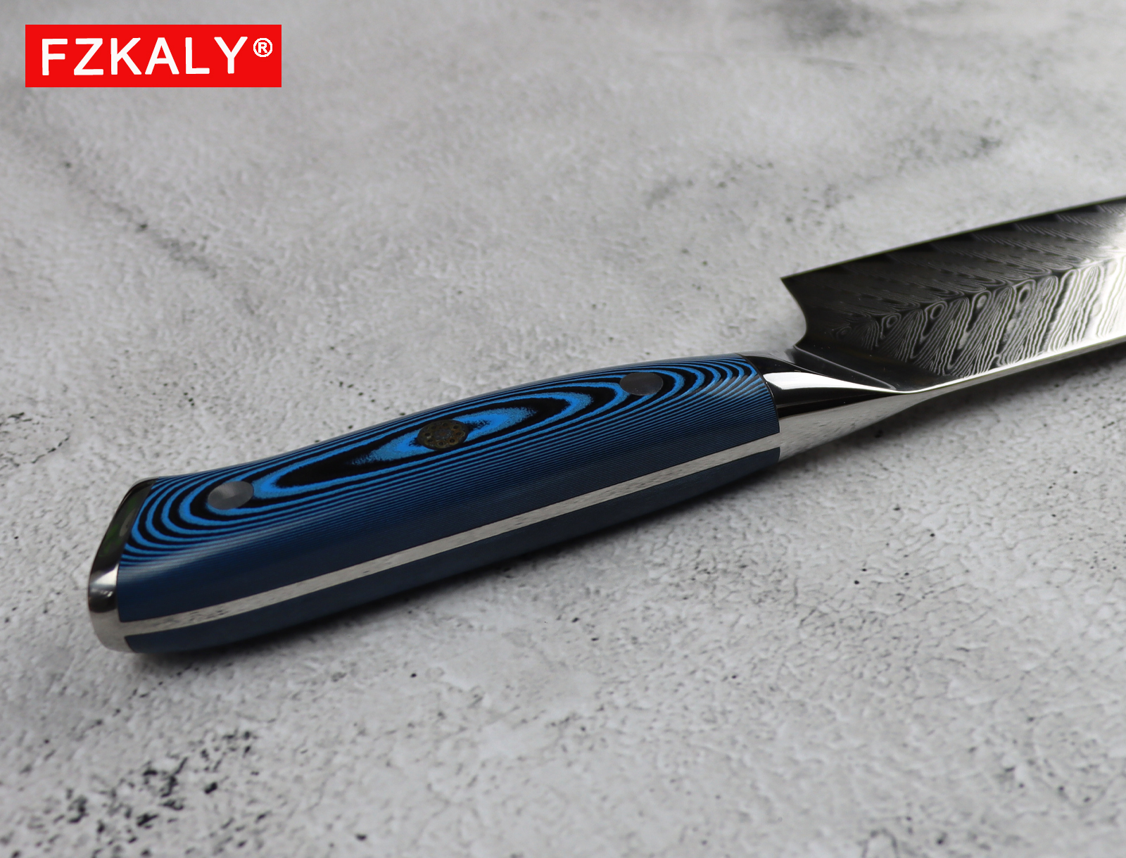 Fzkaly 7 inch Damascus Santoku Knife - Full Tang