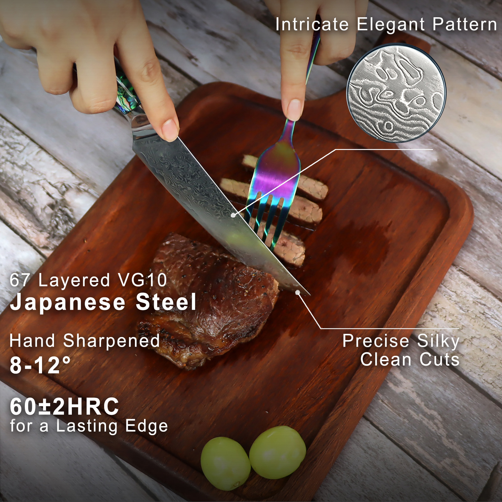 4-8 Piece Damascus Steak Knife Set