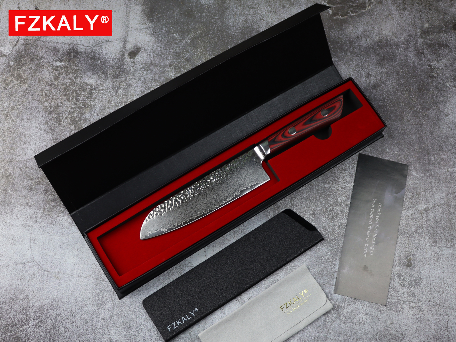 Fzkaly 7" Japanese Santoku Knife With Gift Box