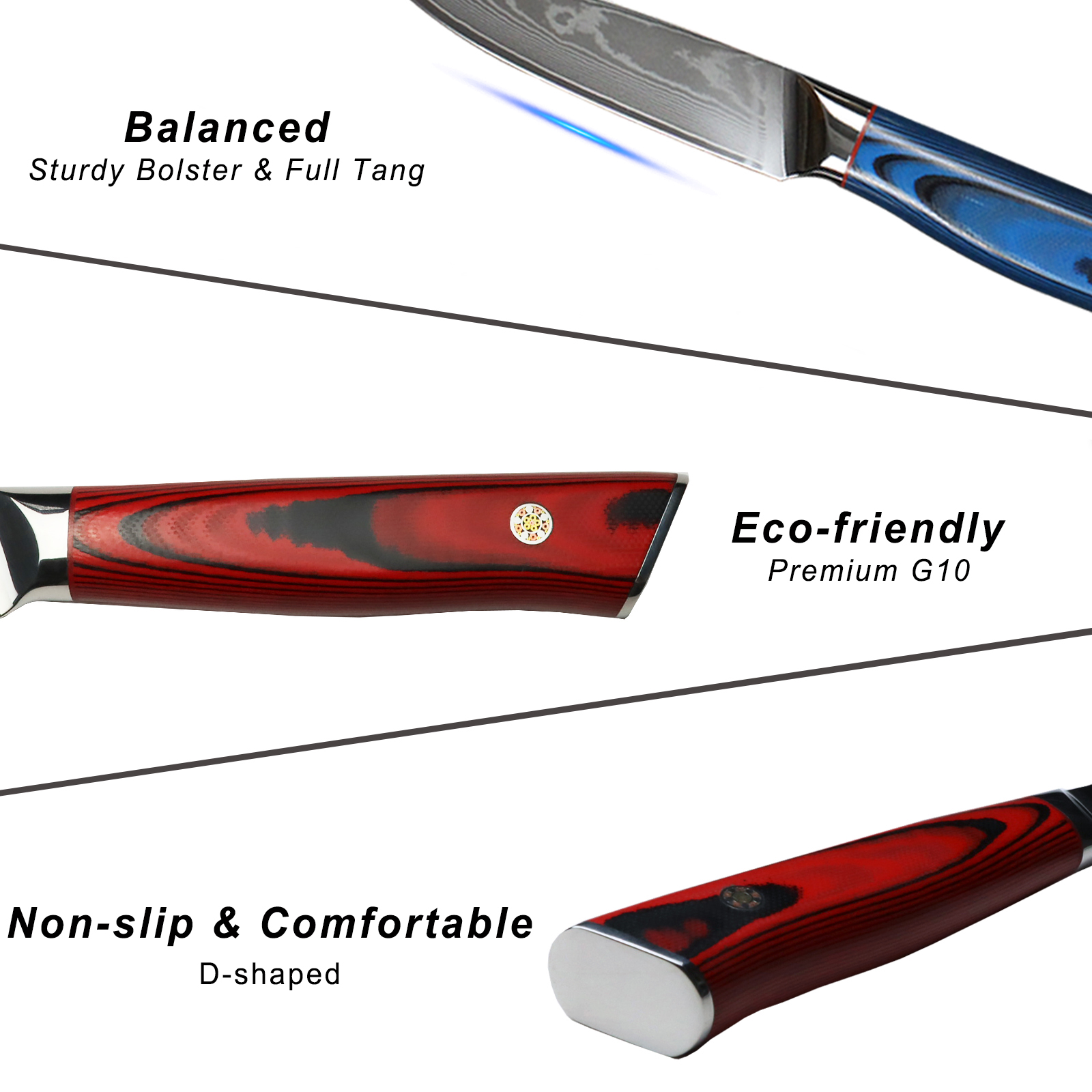 Non Serrated Damascus Steel Steak Knives - Zelancio.com – Marketfleet Inc.