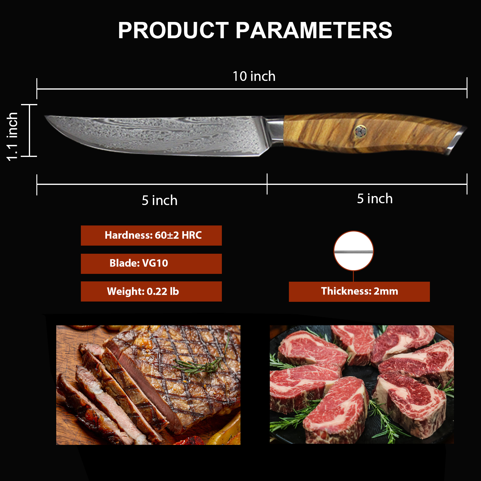 Black Kitchen Knife – 6” All Purpose Steak and Vegetable Knife