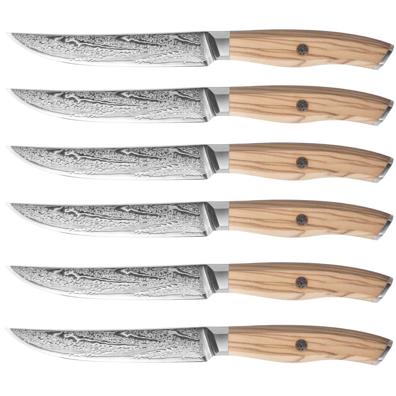 Kitchen Worthy 6 Piece Steak Knife Set With Wood Block