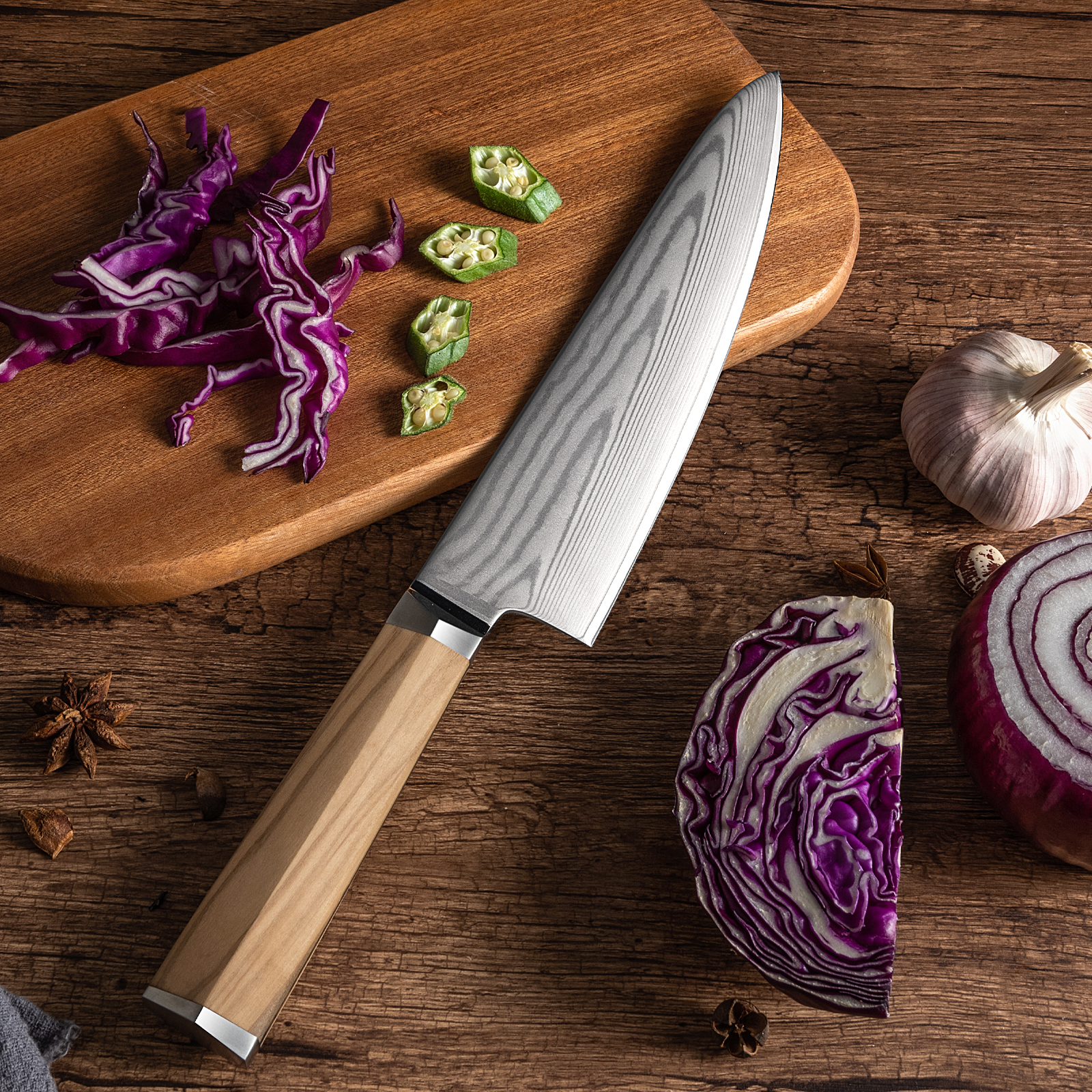 8" Japanese Damascus Chefs Knife