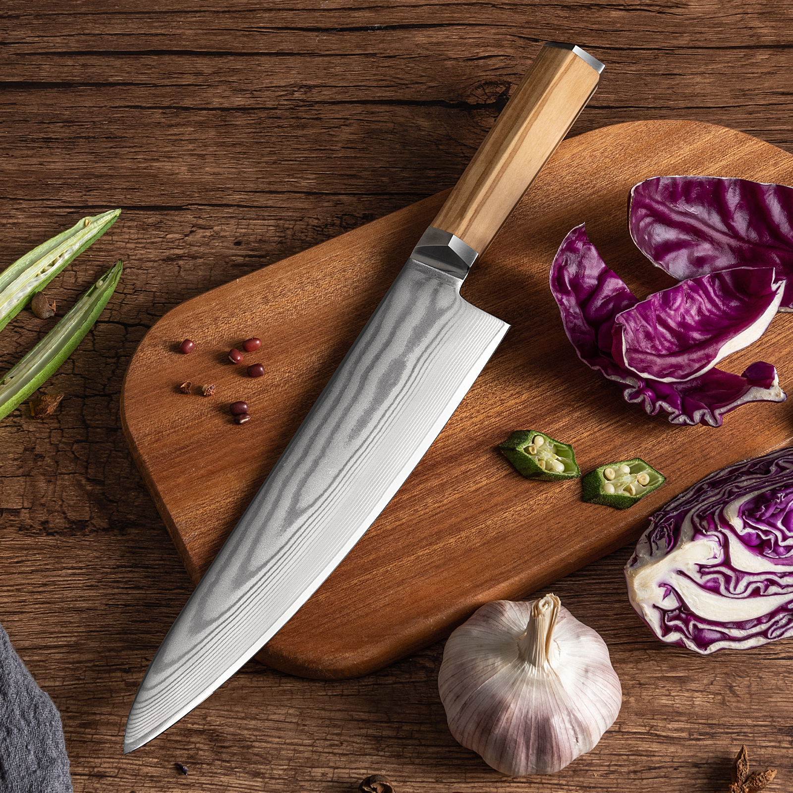 8" Japanese Damascus Chefs Knife