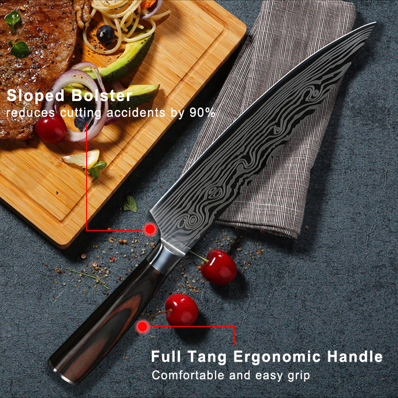 3 PCS 5 6 7 Inch Stainless Steel Kitchen Knife Set Chopping Chef Cleaver  Knife Super Sharp Blade 4Cr14mov High Carbon Resin Fibre Handle Utility  Chef Chopping Knives Stainless Steel Kitchen Knife