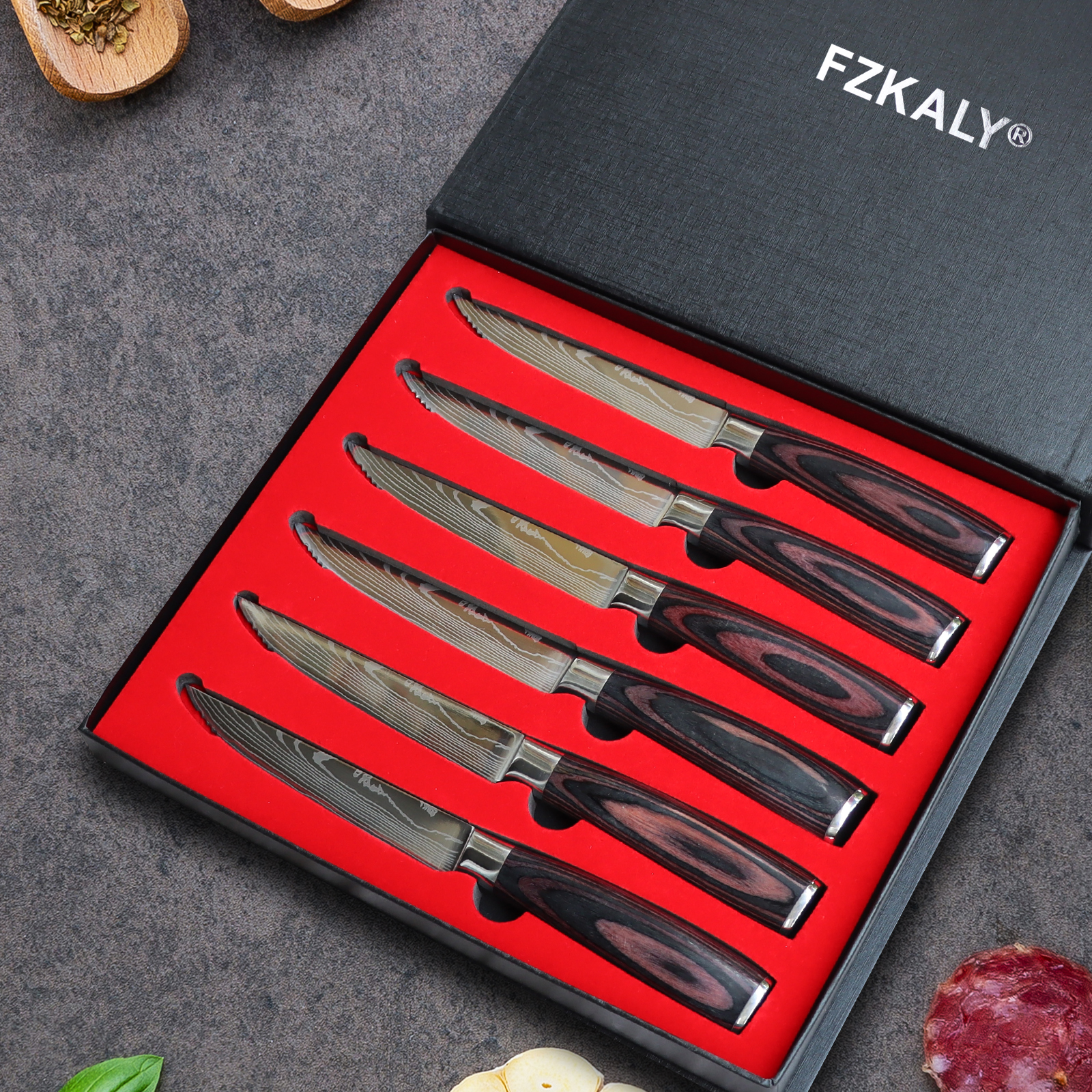 Fzkaly 6-Piece Serrated Steak Knife Set