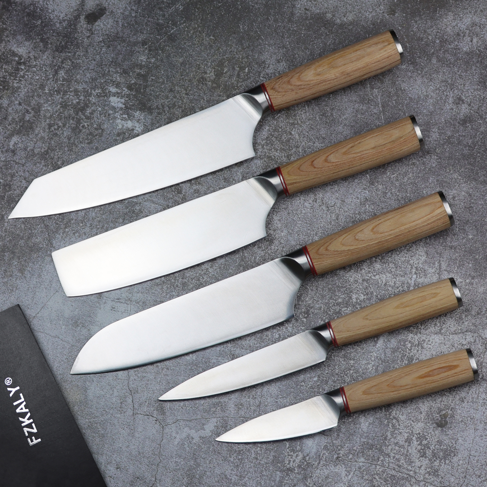 Fzkaly 5 Piece Chef Knife Set