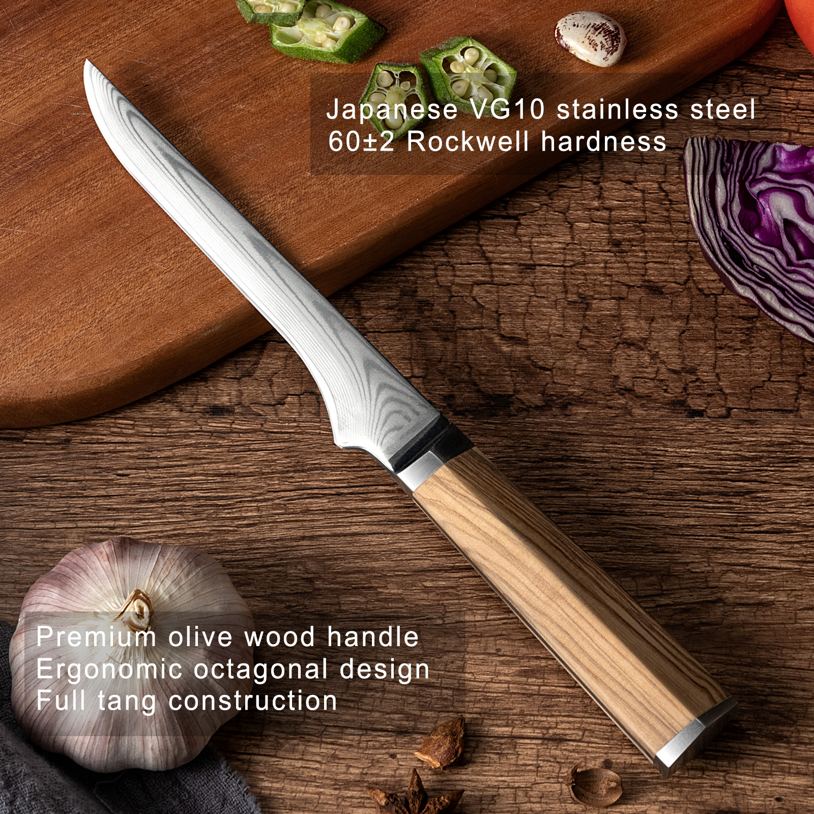 5.5" Japanese Damascus Boning Knife