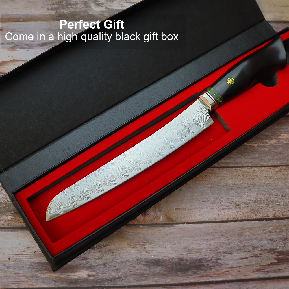 Japanese Damascus Bread Knife 8", Perfect Gift