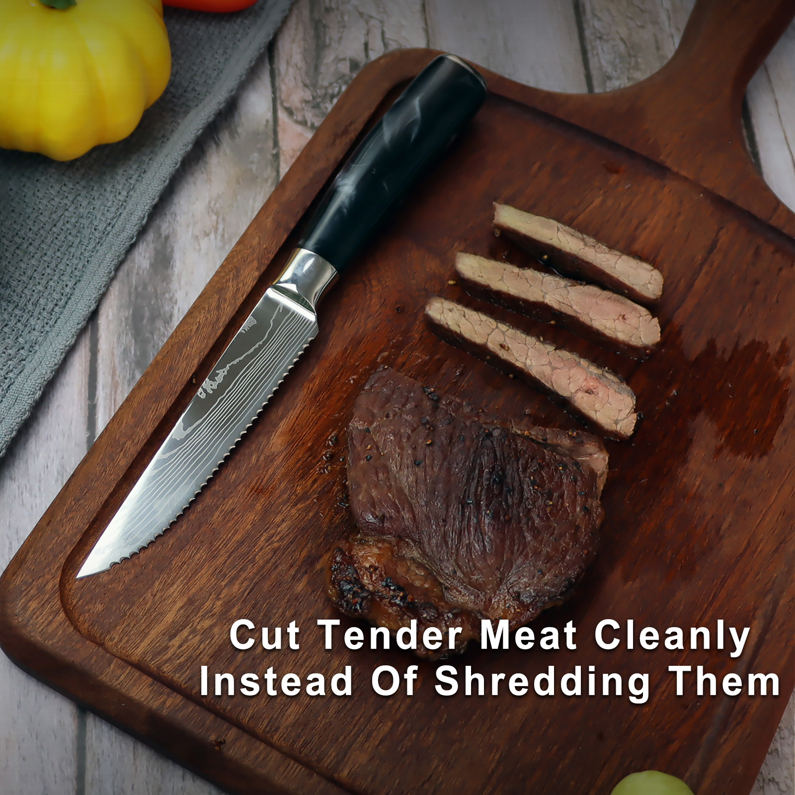 8 Piece Steak Knife Set - Black Resin Handle