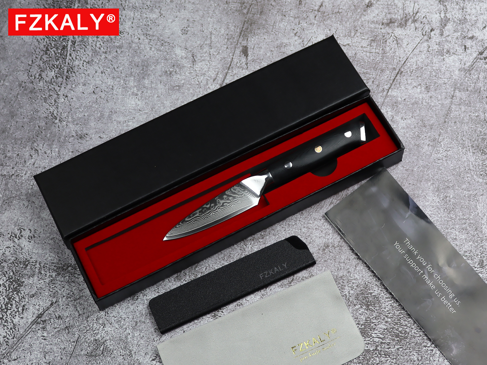 Fzkaly Damascus Paring Knife 3.5" Gift Box