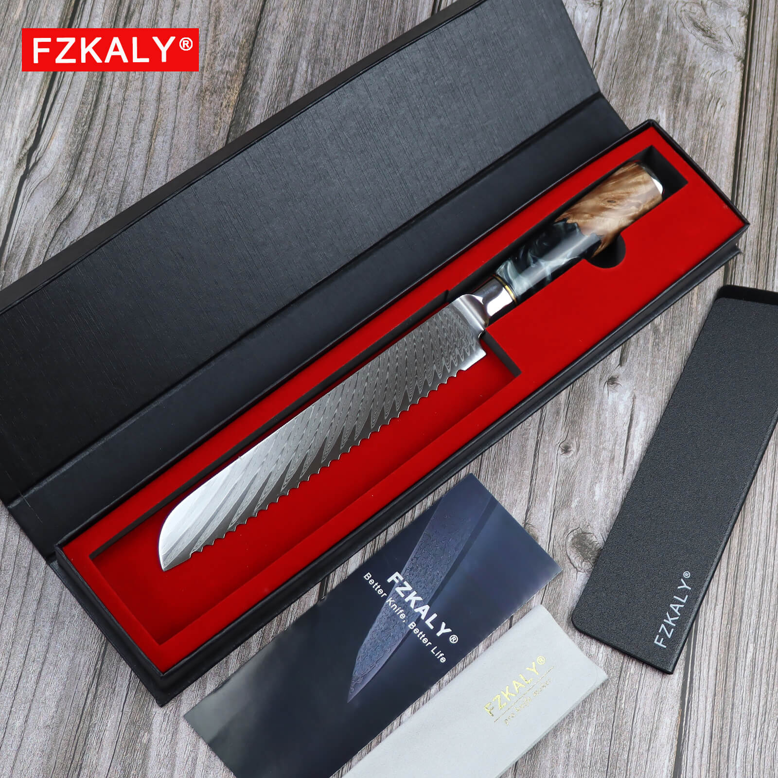 Damascus Bread Knife 7.5 Inch